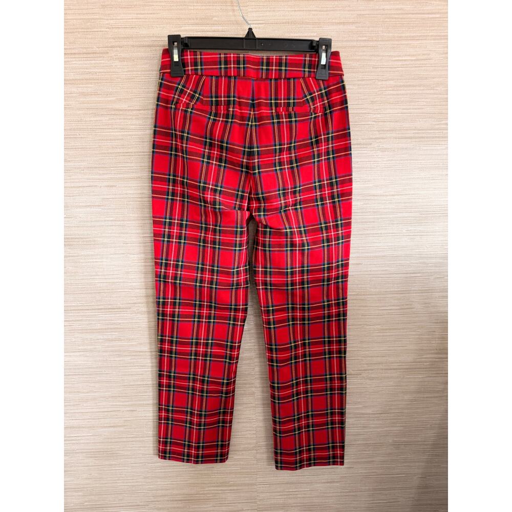 J. Crew Factory women's red plaid Cropped straight-leg pant size 0 NWT - Picture 6 of 7